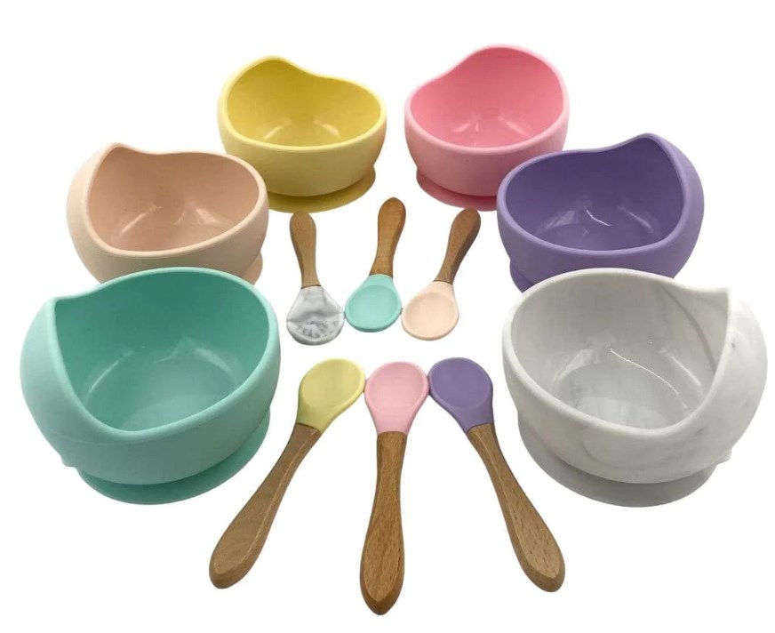 Bowl y cuchara silicona antideslizante p bebe!
