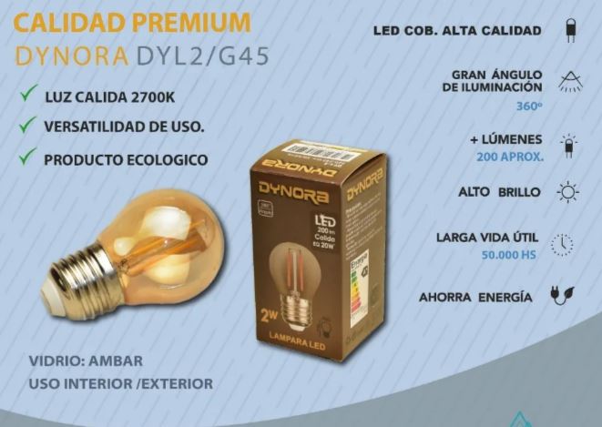 Lampara led dynora 2w ambar
