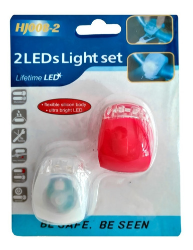 Luz bici x2 roja y blanca silicona
