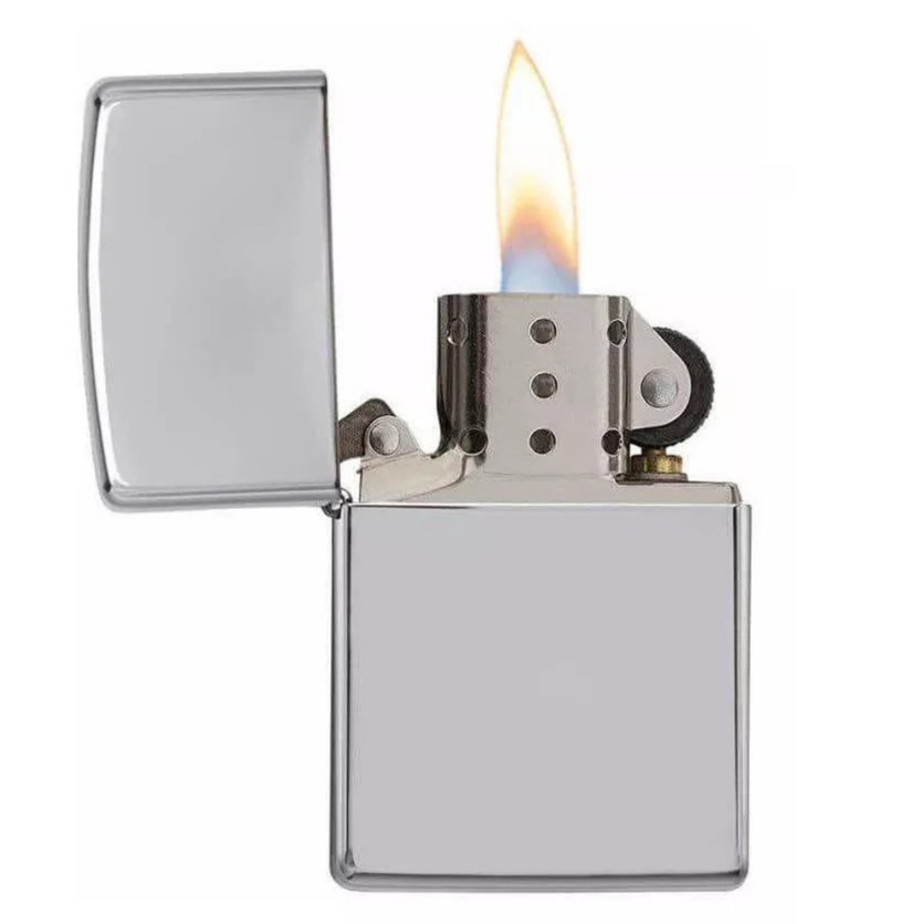 Encendedor tipo zippo bencina plateado