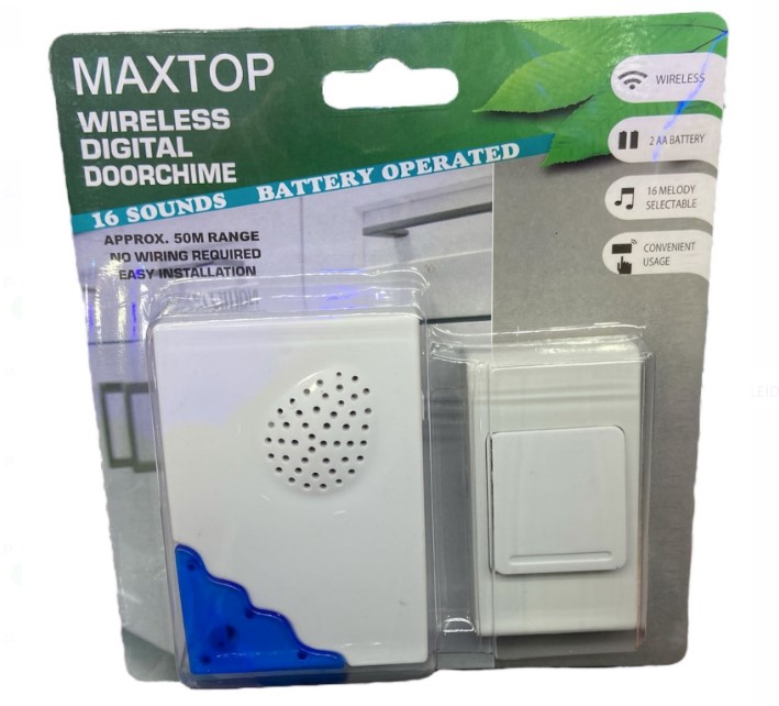 Timbre inalambrico a pilas maxtop rectangular