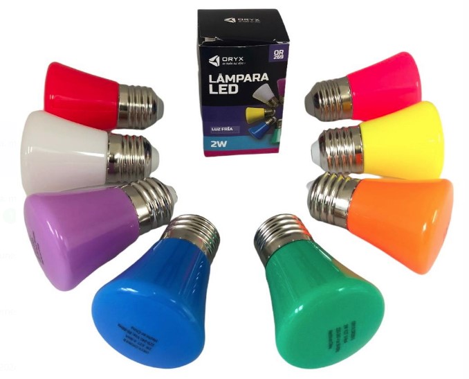 Lampara foco led oryx 2w 9 colores