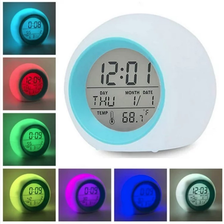 Reloj despertador bolita c luces sonido